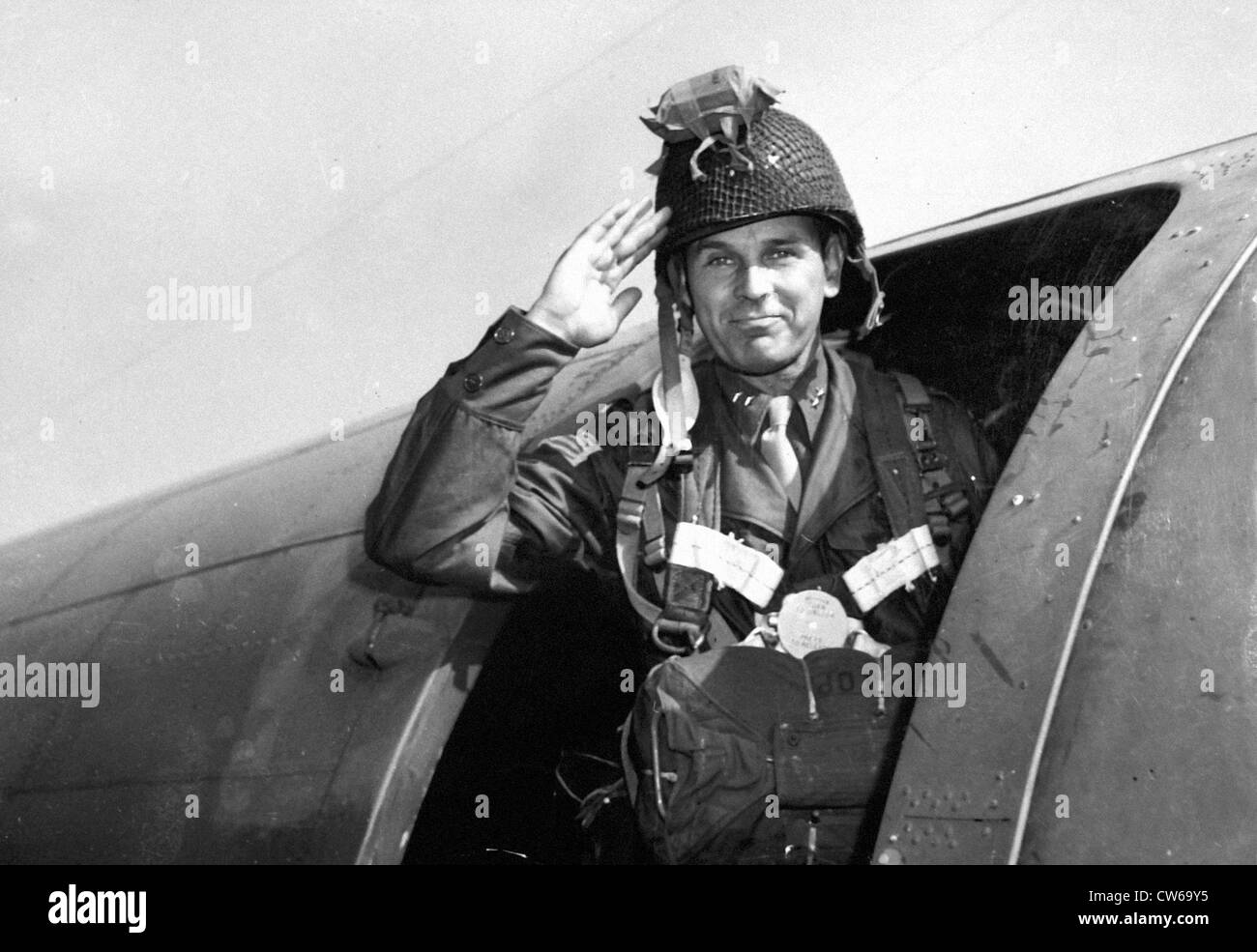 Maj.General Maxwell D.Taylor in England 17. September 1944. Stockfoto