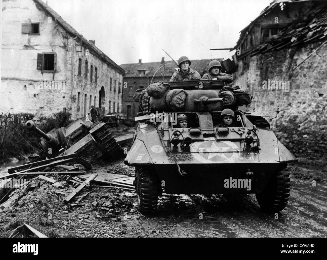Ein US-m-8 Aufklärung Panzerwagen in Kinzweiler(Germany) November 1944 Stockfoto