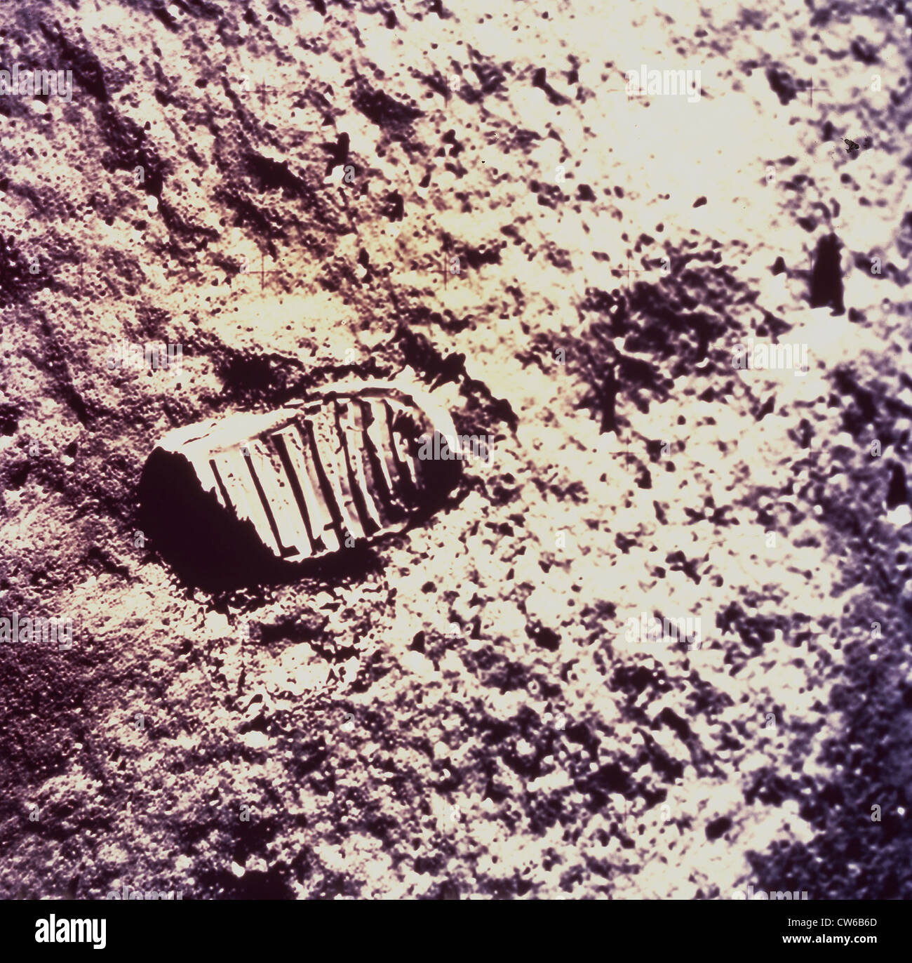Ansicht der Astronaut Fußabdruck im Boden Mond (Apollo XI Mission) 20. / 21. Juli 1969 Stockfoto