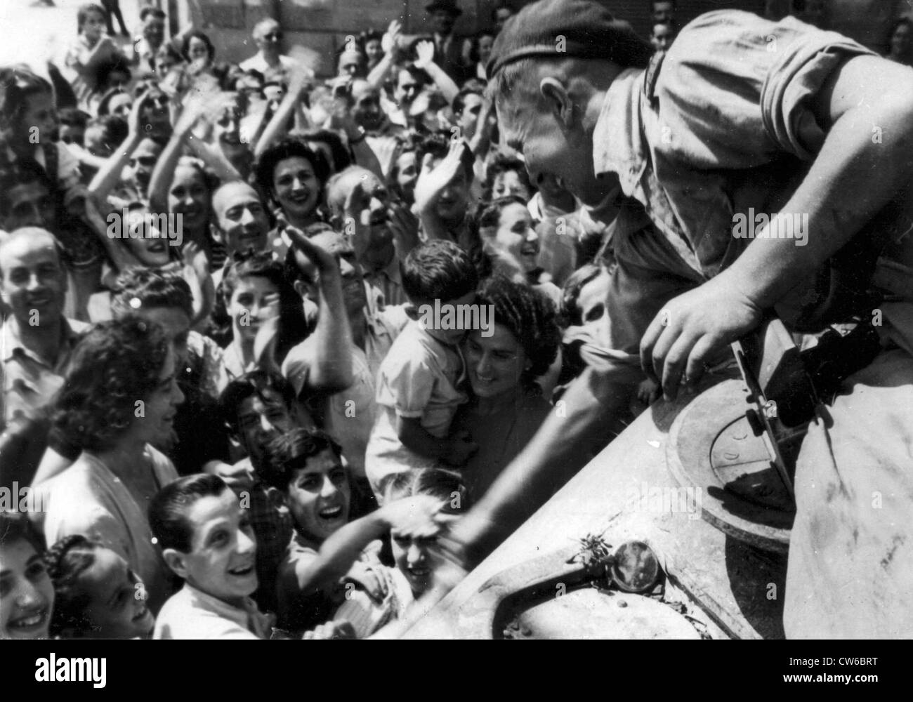Südafrikanische Soldaten Willkommen in Florenz (Italien) August 6,1944 Stockfoto
