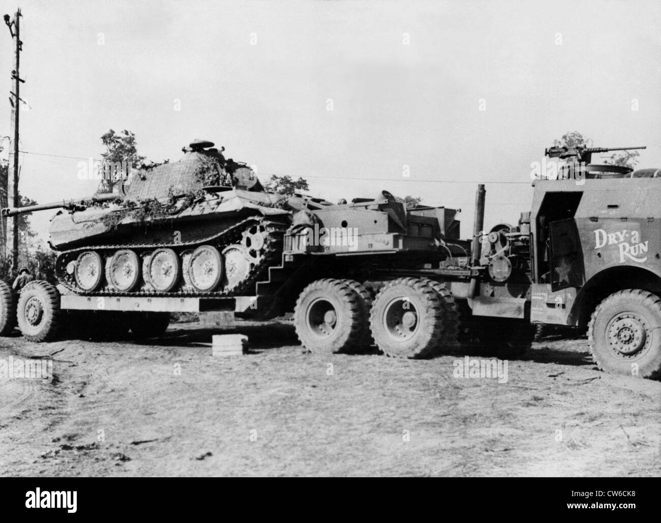 Deutsche Mark V Panzer bewegt sich in US-Linien in Frankreich (Sommer 1944) Stockfoto