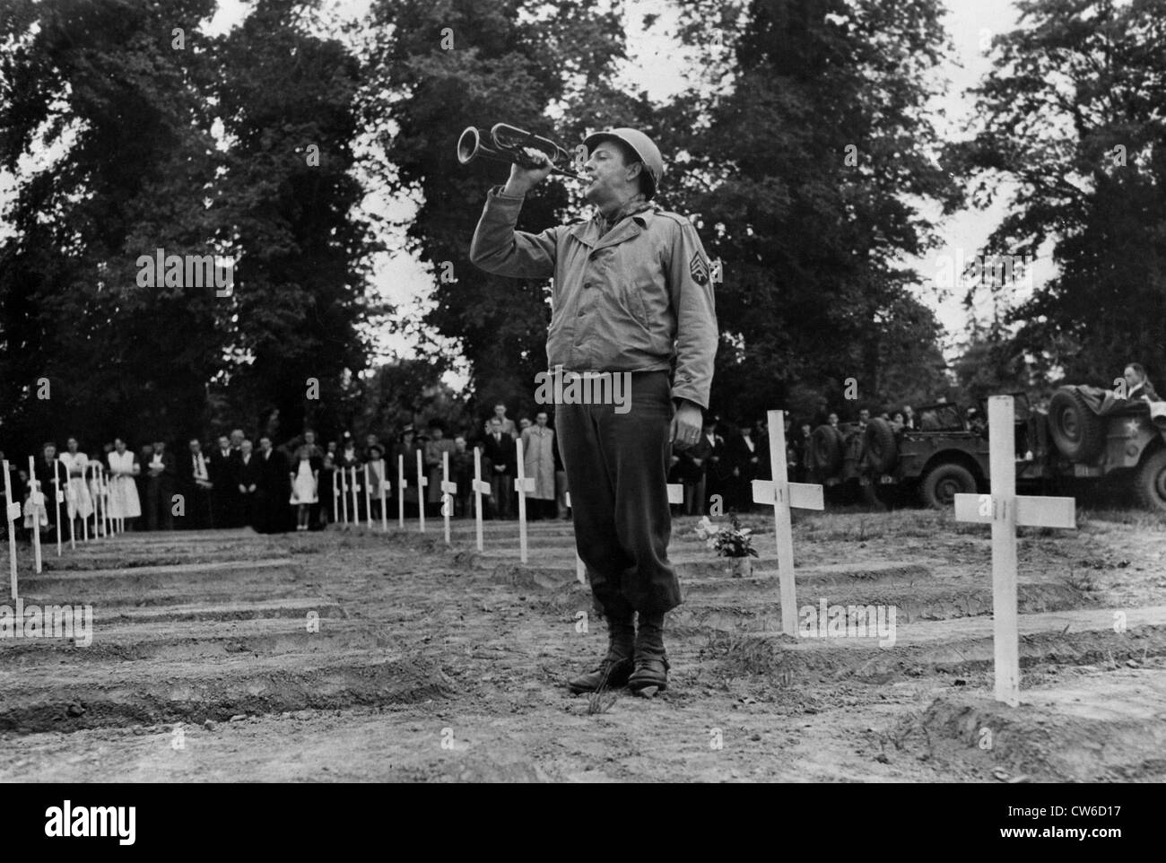 Armaturen-Sound bei amerikanischen Friedhof von Sainte-Mère-Eglise in der Normandie, Juli 1944 Stockfoto