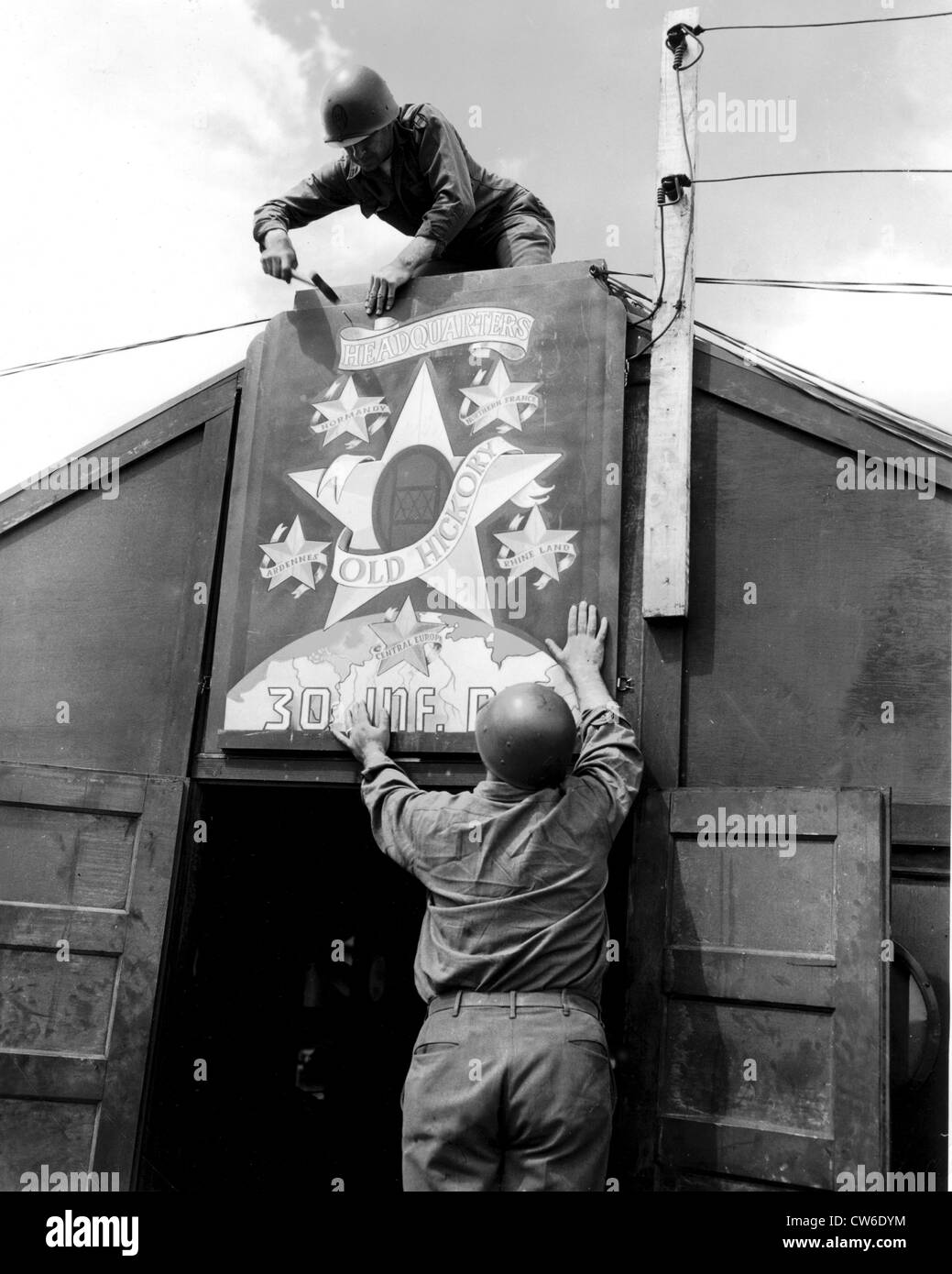 Fünf Sterne für die 30. US-Infanteriedivision in Frankreich, 9. Juli 1945 kämpfen Stockfoto