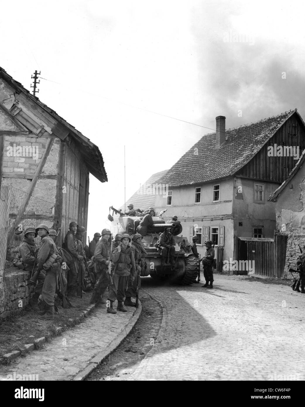 Amerikanische Truppen in Marlishausen, 12. April 1945 Stockfoto