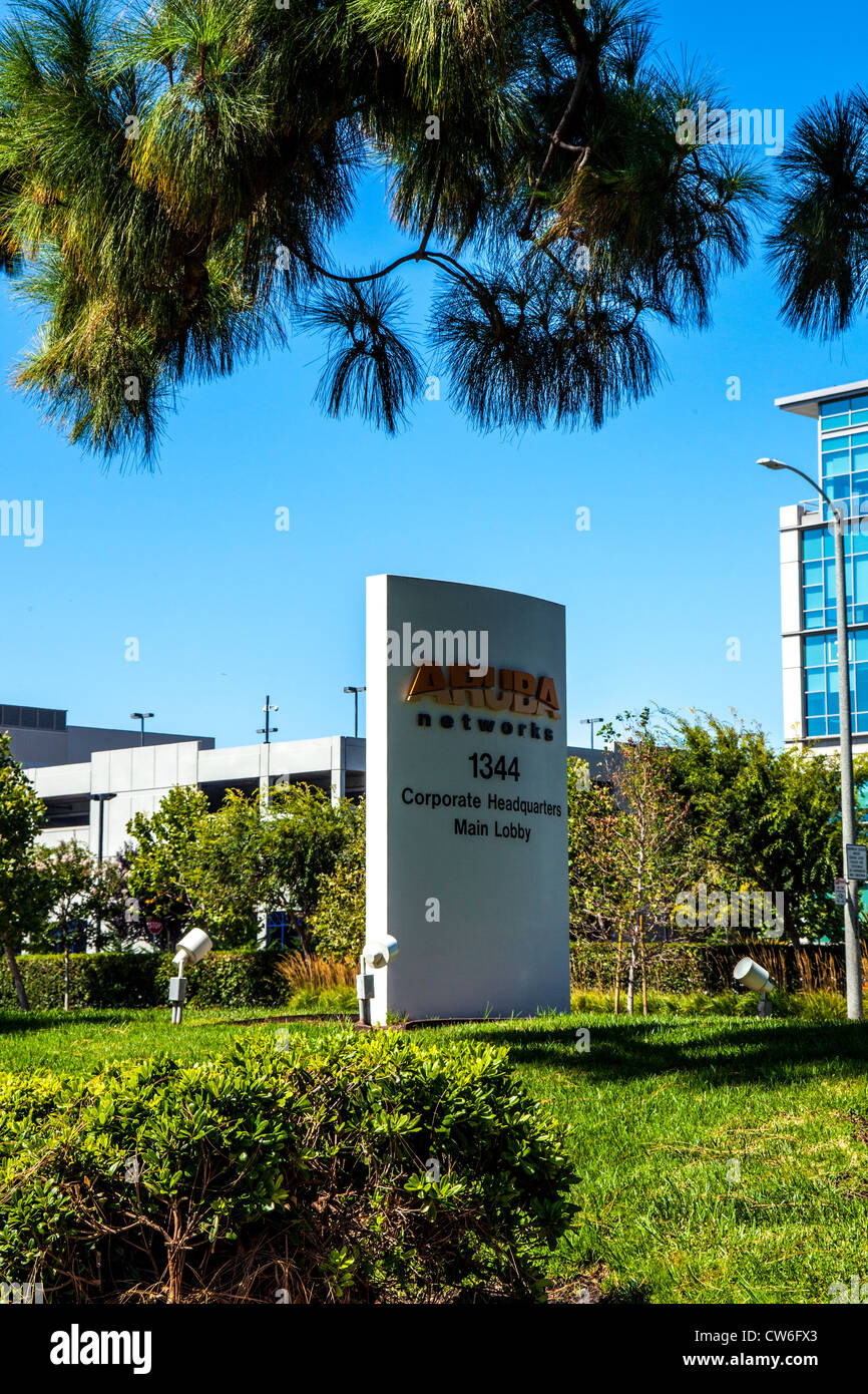 Aruba Networks Zeichen im kalifornischen Silicon Valley Stockfoto