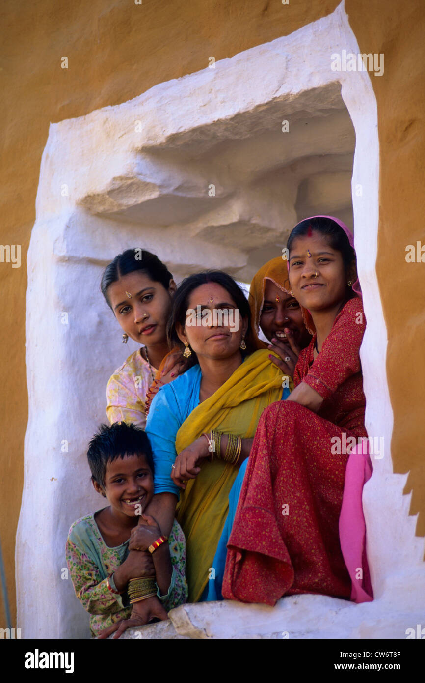 Indien-Jaisalmer-Familie Stockfoto