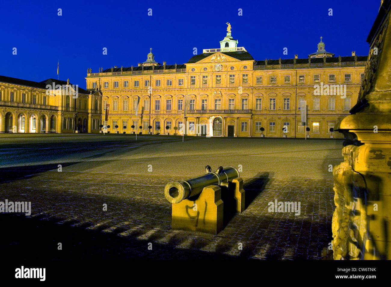 Rastatt, Nacht der barocke Palast Stockfoto