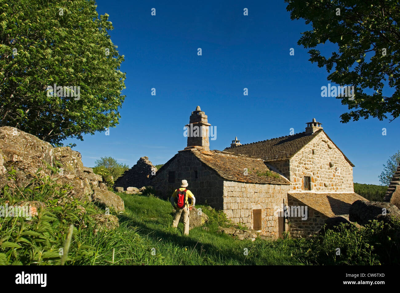 kleines Dorf von Costeillades, Frankreich, Lozere, Cevennen-Nationalpark Stockfoto