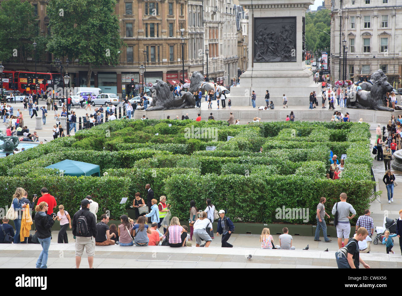 Temporäre Labyrinth auf dem Trafalgar Square August 2010 Stockfoto