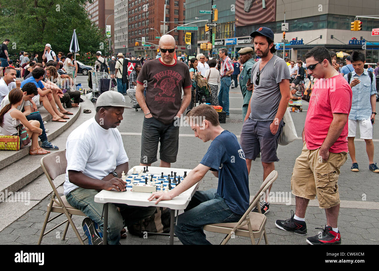 Spielen Sie Schach Union Square in New York City Manhattan Stockfoto