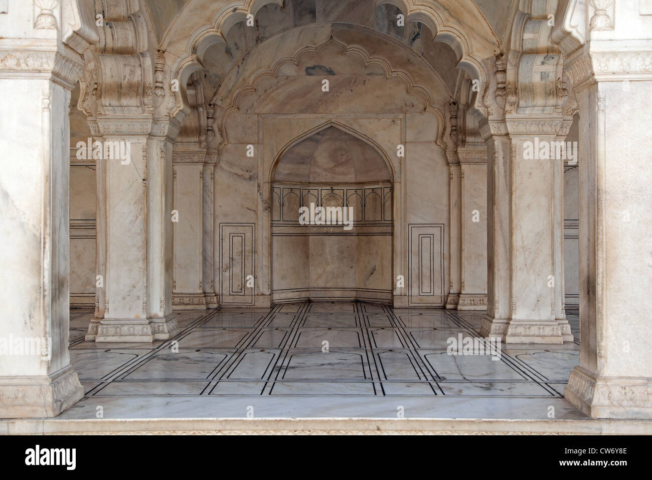 Interieur aus Marmor von der Agra Fort / Rotes Fort in Agra, Uttar Pradesh, Indien Stockfoto