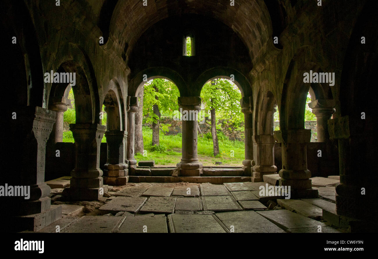 Innenraum der Kloster Sanahin, Armenien Stockfoto