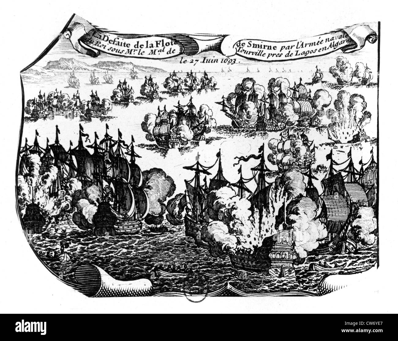 Französisch-britische Seeschlacht - 27. Juni 1693- Stockfoto