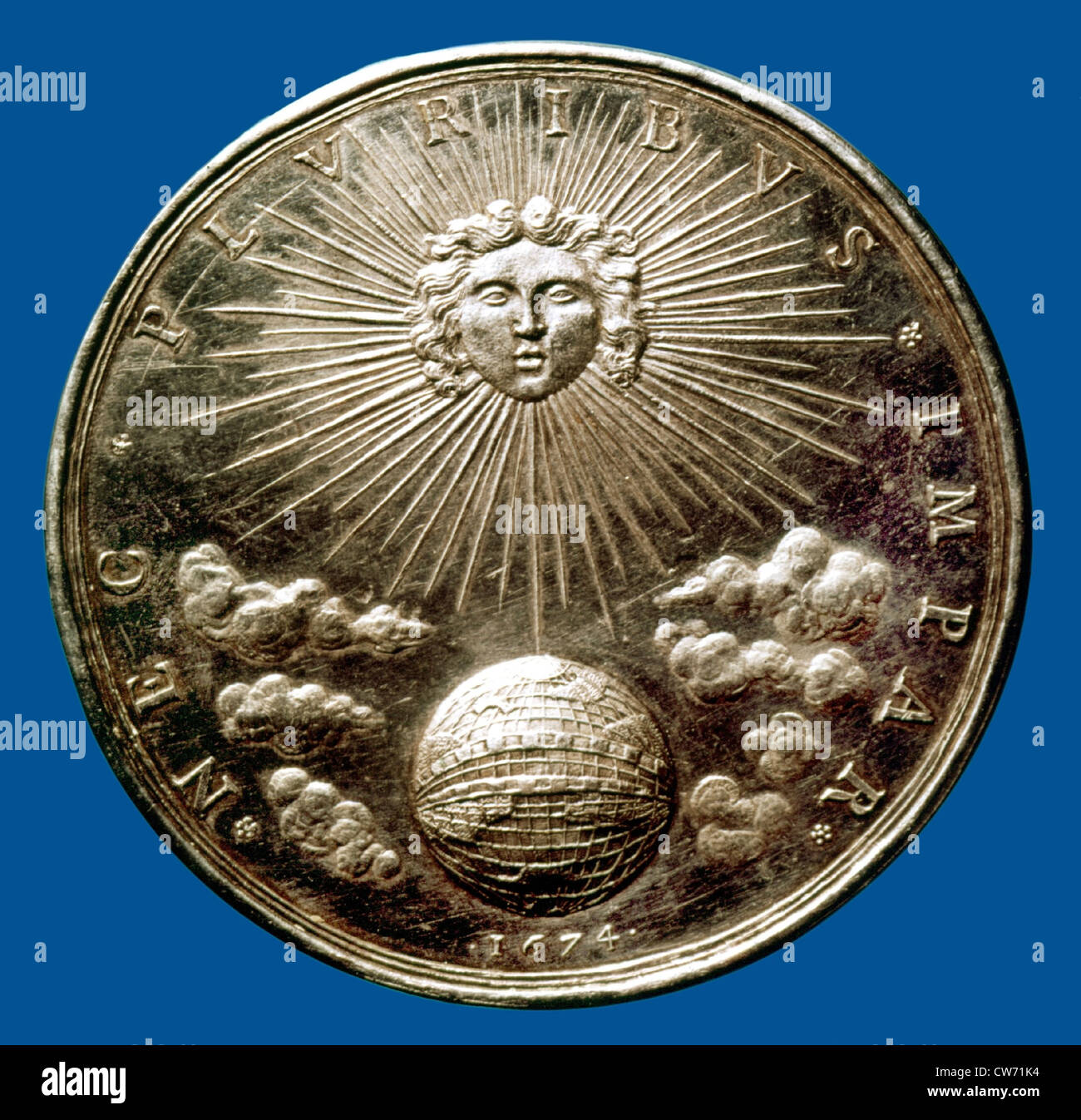 Silbermedaille: Louis XIV von Frankreich. Stockfoto