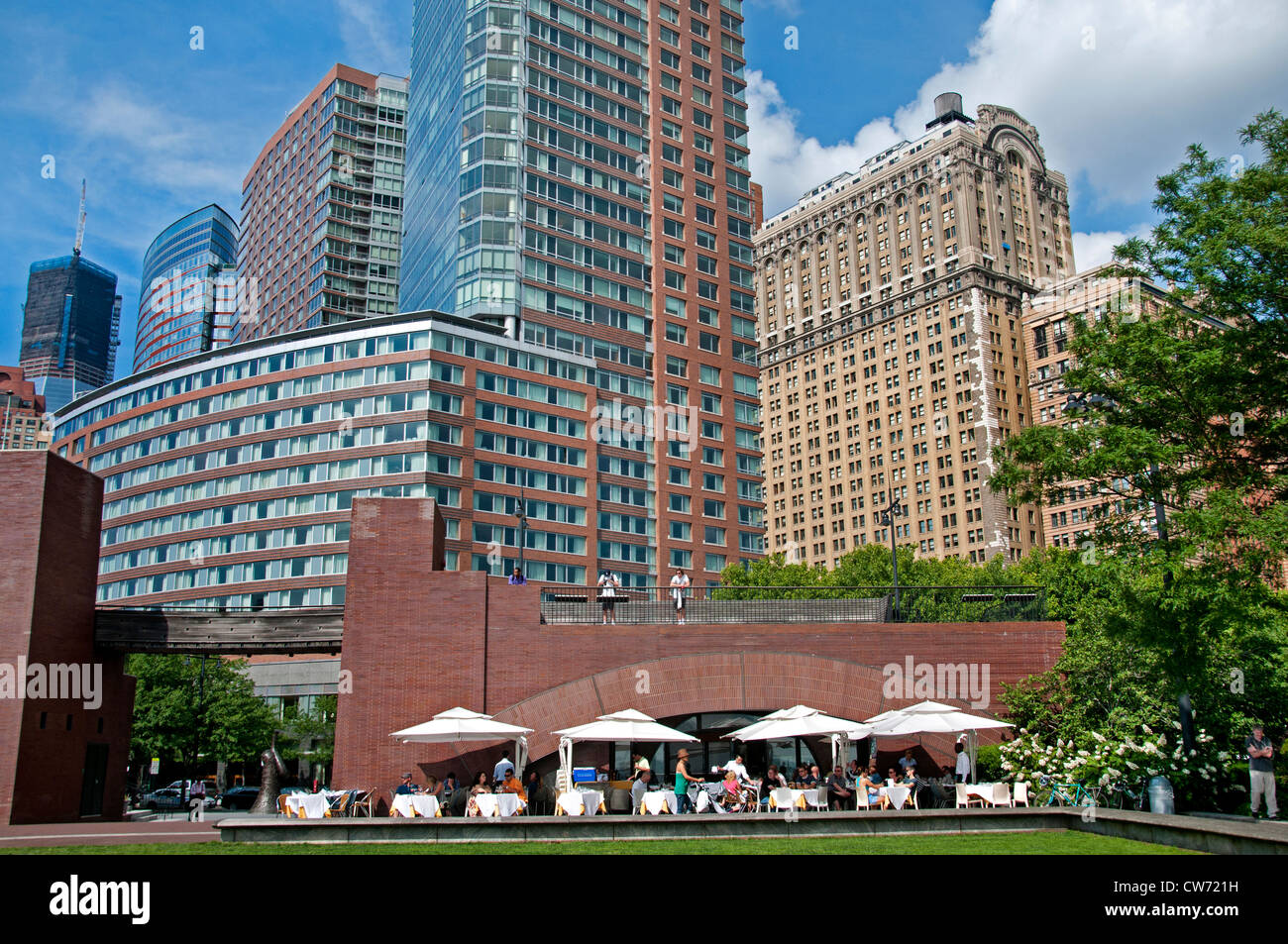 Robert F Wagner Jr Park-New York City-Financial District Manhattan Restaurant Gigino Stockfoto