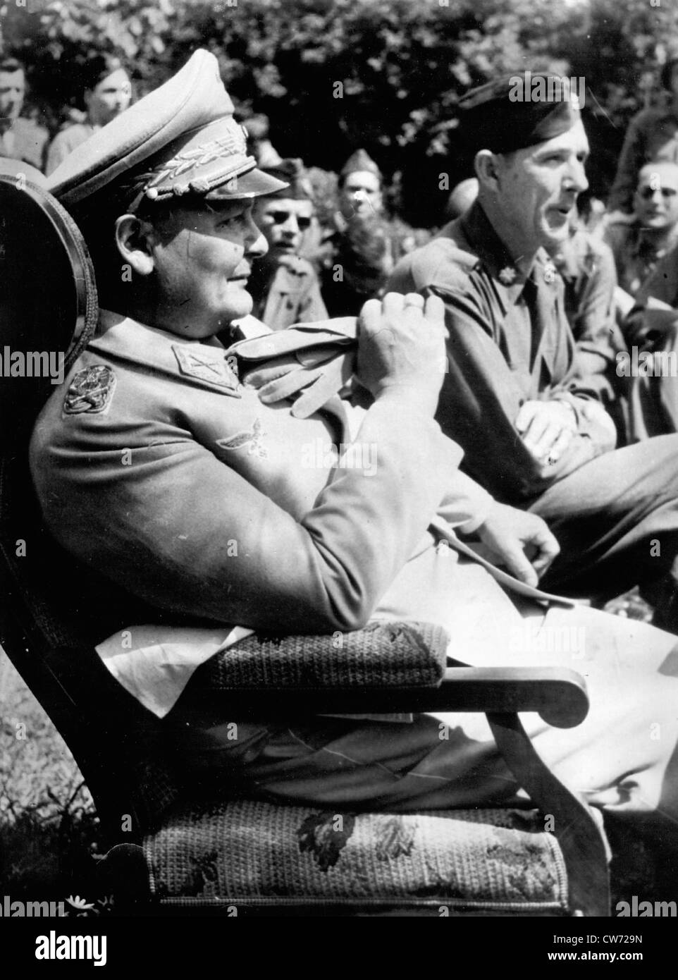 Hermann Goering nach seiner Übergabe an die US-Armee. Stockfoto