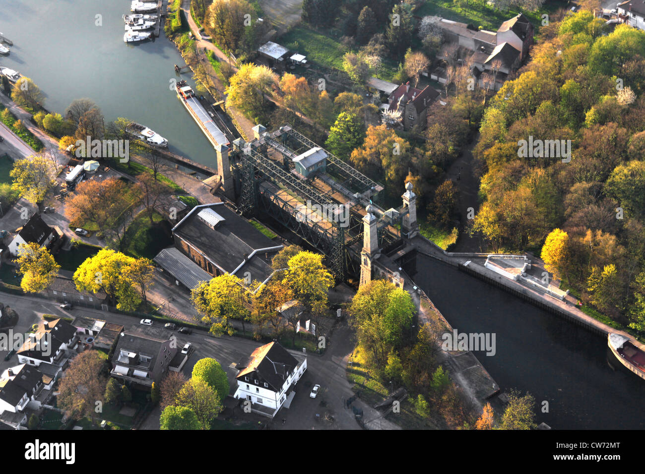 Schleuse von industriellen Museum Schiff heben Henrichenburg am Dortmund-Ems-Kanal, Waltrop, Ruhrgebiet, Nordrhein-Westfalen, Deutschland Stockfoto