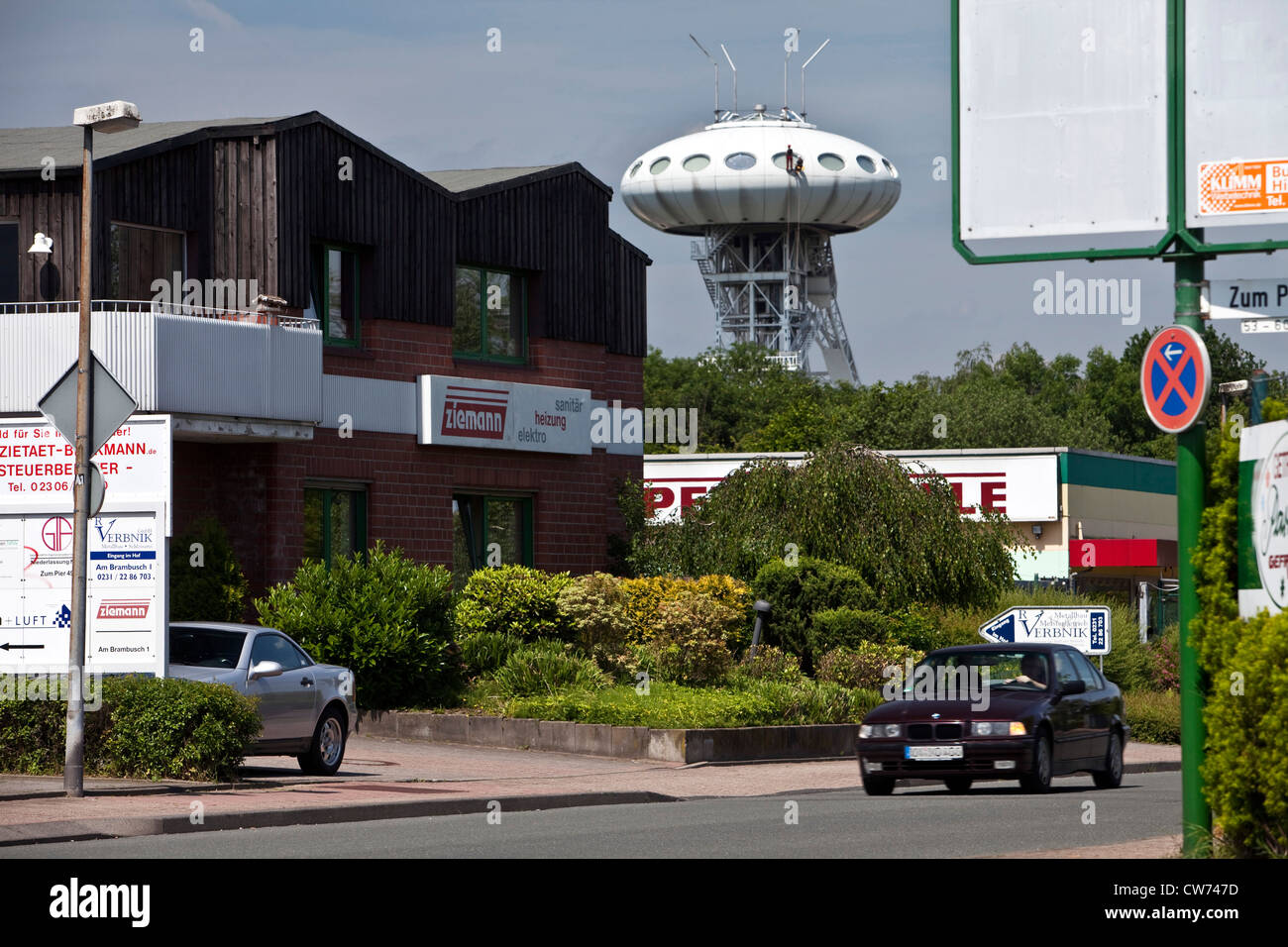 Technologietransfer Zentrum LUENTEC mit Colani-ufo, Lünen, Ruhrgebiet, Nordrhein-Westfalen, Deutschland Stockfoto