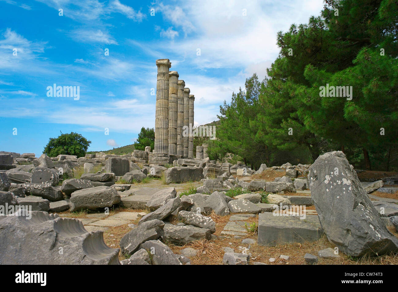 Athena-Tempels in Priene, Türkei, Westanatolien, Priene Stockfoto