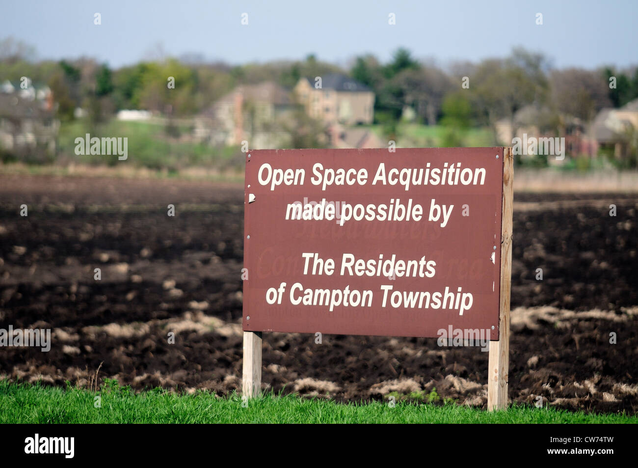 Campton Hills, Illinois, USA. Landwirtschaftliche Flächen, die von Gemeinden erworben werden, um als Freifläche oder Eigenheimentwicklung genutzt zu werden. Stockfoto