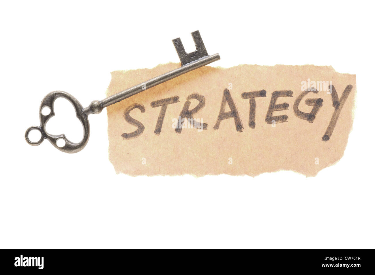 Alt-Taste und Strategie Wort isoliert auf weißem Hintergrund Stockfoto