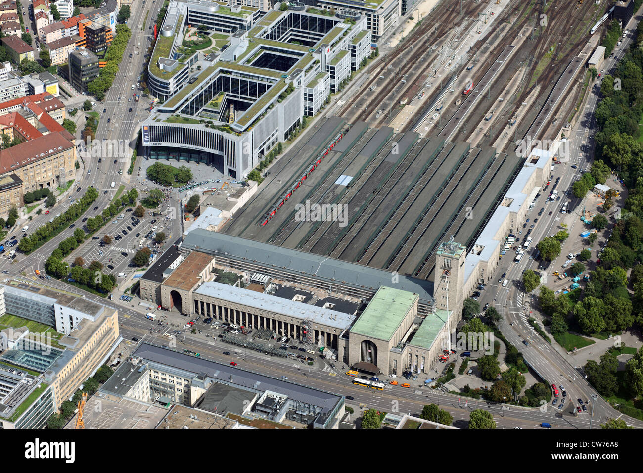 Stuttgarter Hauptbahnhof, Blick von Westen, Deutschland, BadenWürttemberg, Stuttgart