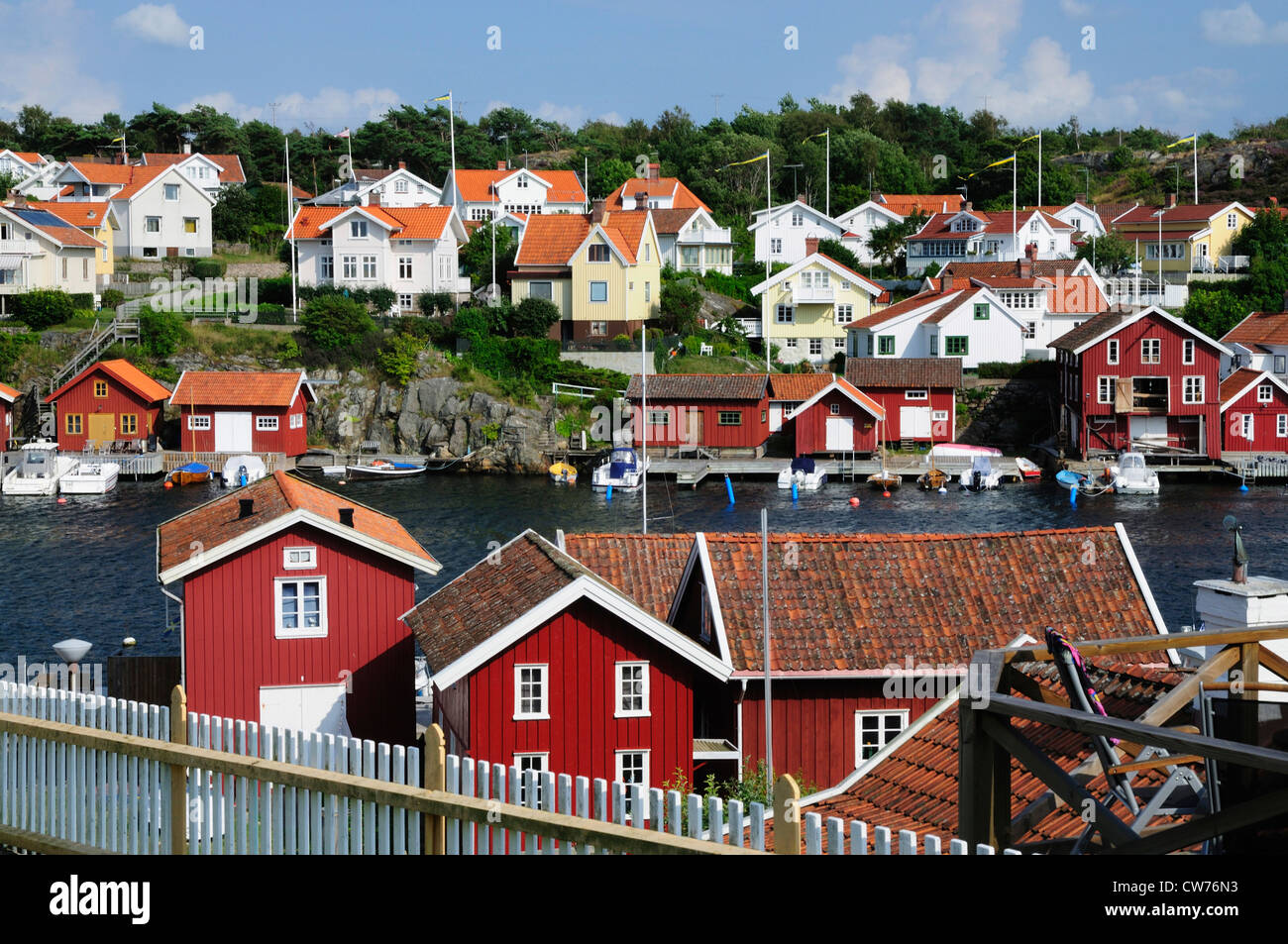 Blick auf Stadt, Schweden, Bohuslaen, Fiskebaecksil Stockfoto