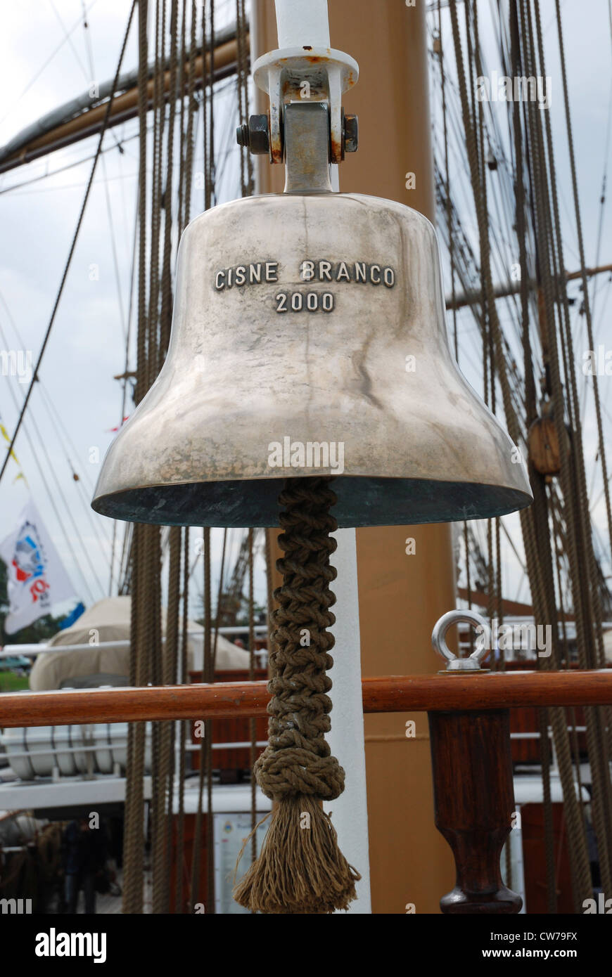 Schiffsglocke der Cisne Branco Tall Ship Stockfoto