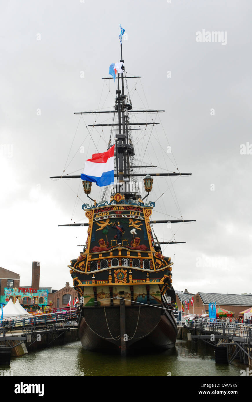 historischer Großsegler Prins Willim, Niederlande, Den Helder Stockfoto