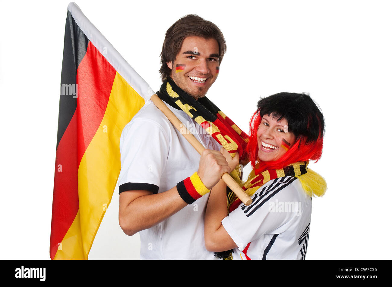 Deutschen Fußball paar umarmen, Deutschland Stockfoto