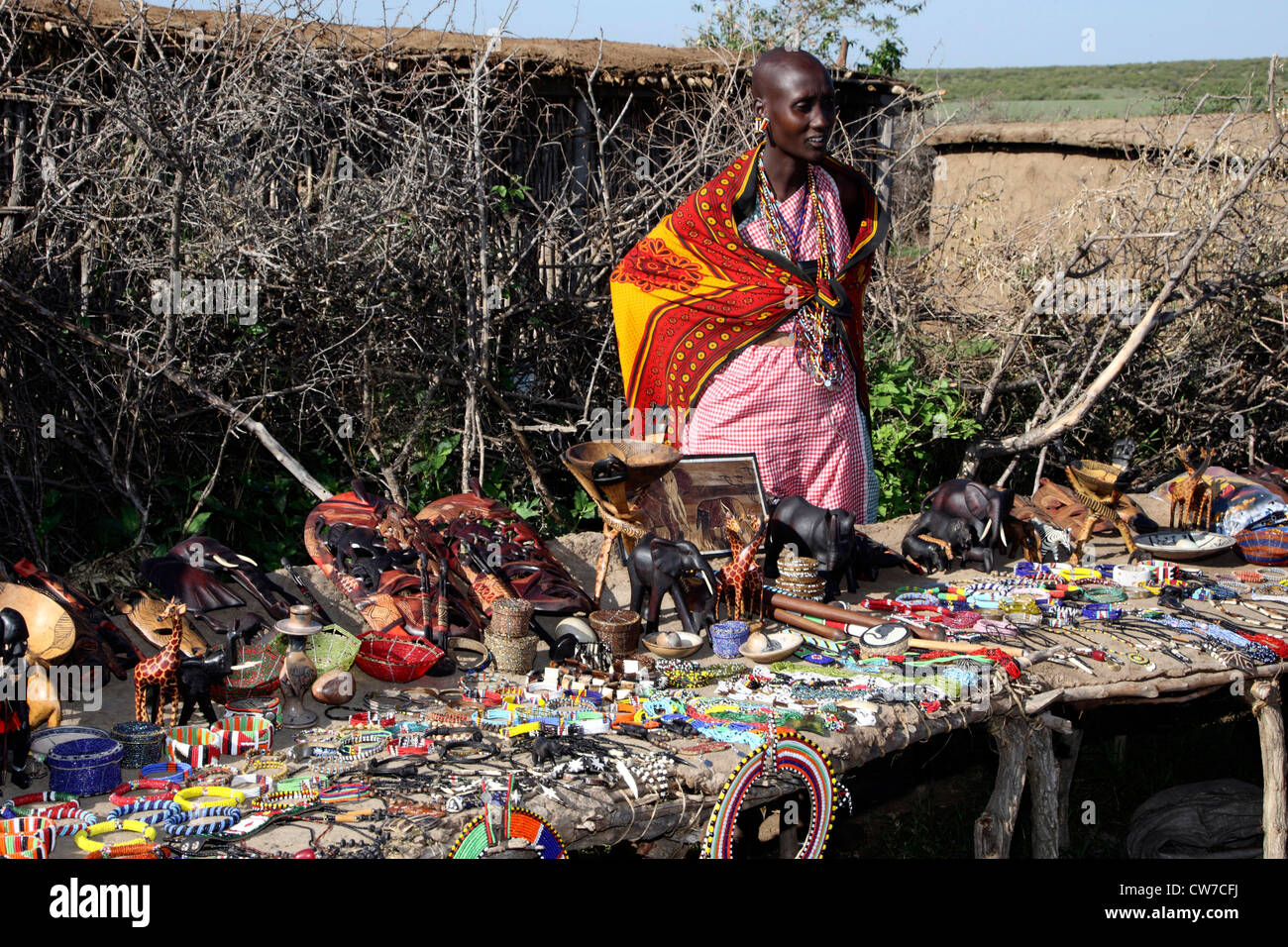 Frauen und Masai Schmuck, Kenia, Masai Mara Nationalpark Stockfoto