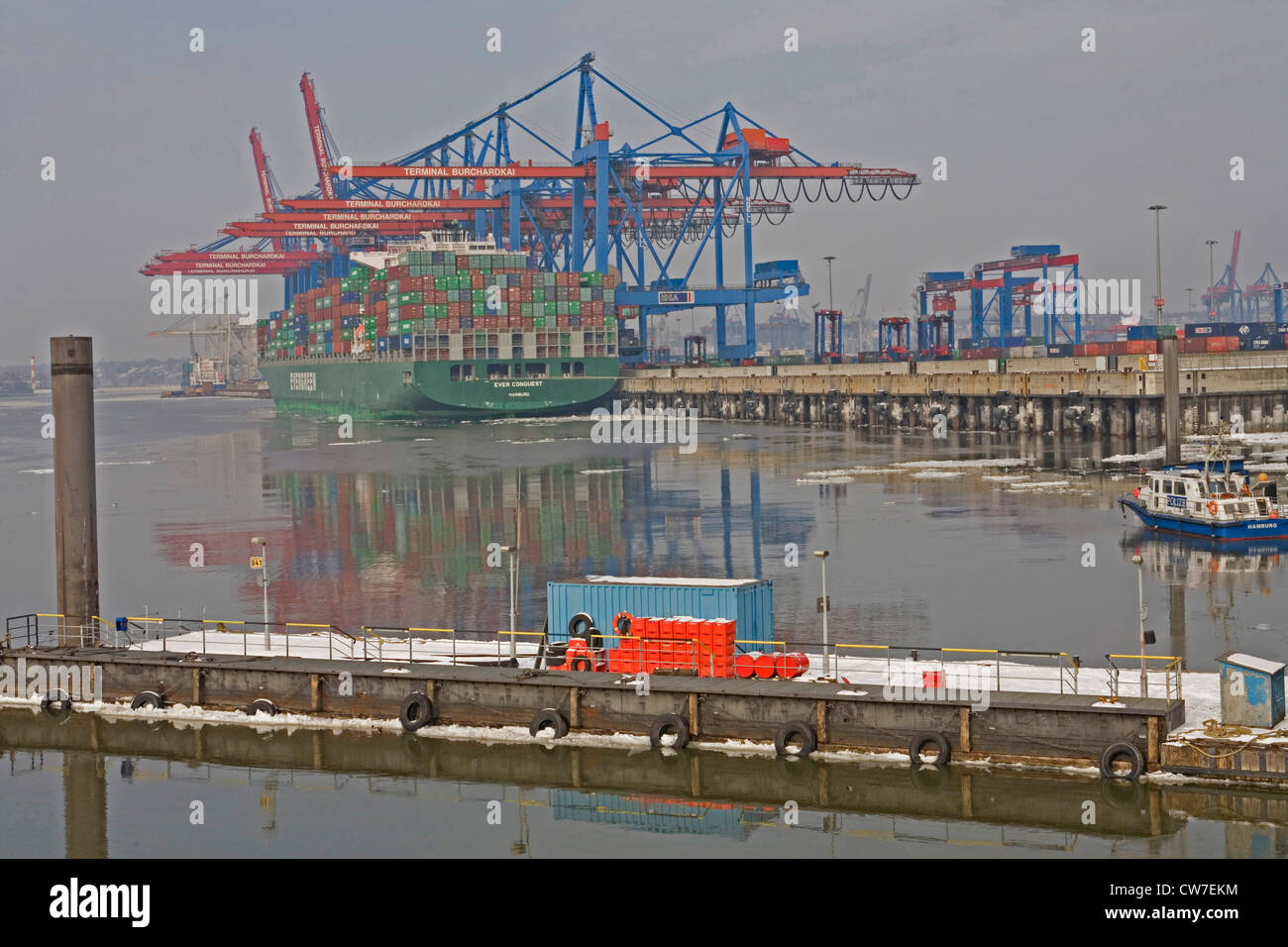 HHLA Container Terminal Burchardkai und EUROGATE Container Terminal Hamburg, Deutschland, Hamburg Stockfoto