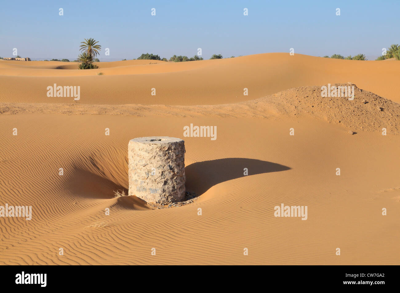 Quanat, ein Wasser-Management-System in der Wüste, Marokko, Merzouga Stockfoto
