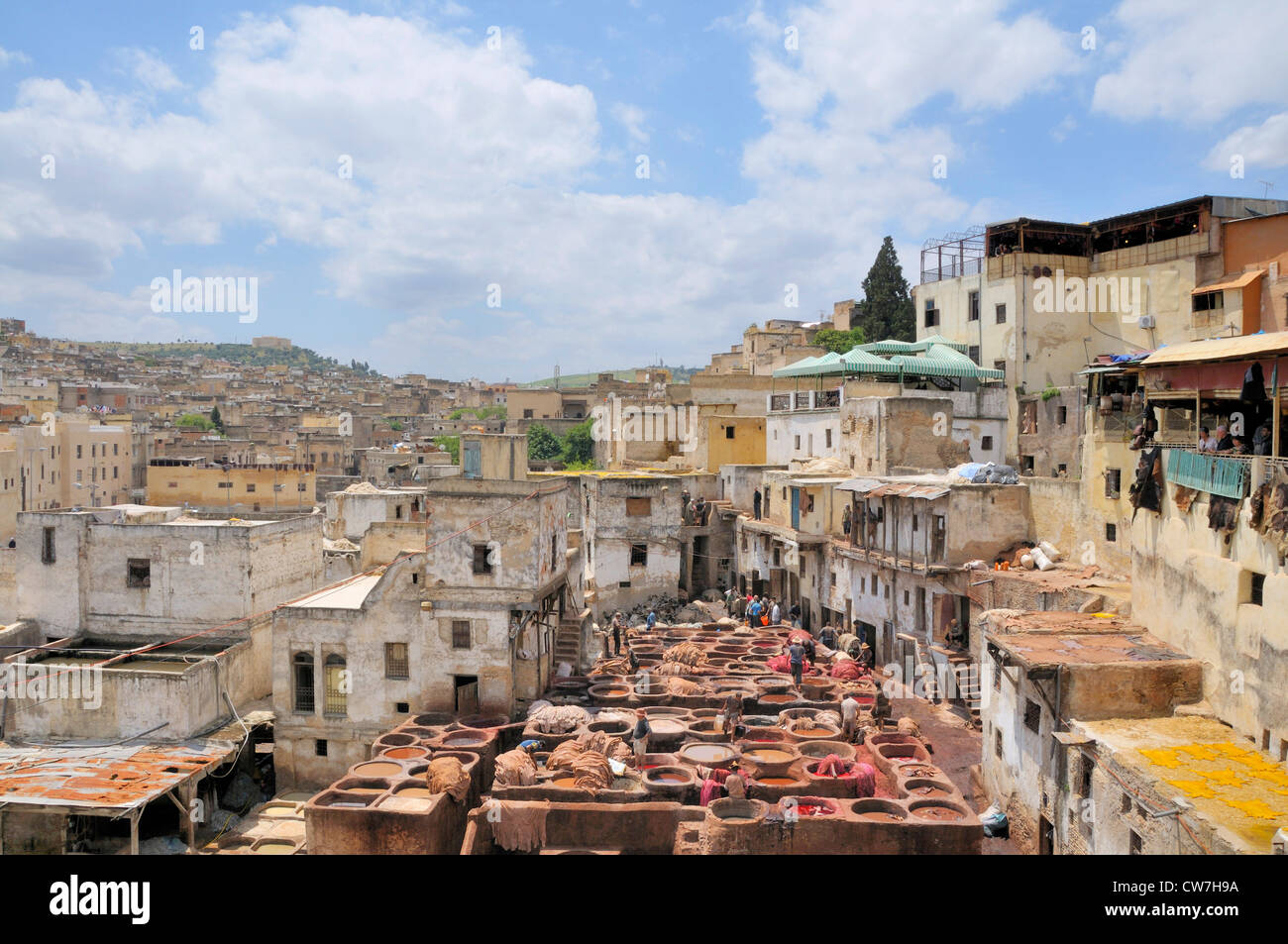 Gerber und Färber Viertel Chouwara, Marokko, Fes Stockfoto