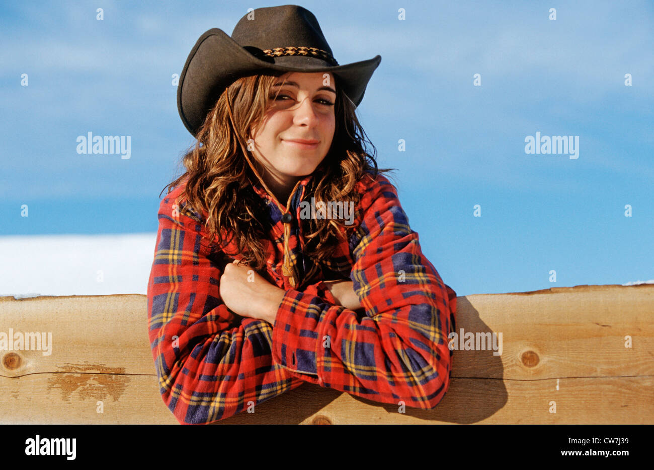 Porträt von ein Cowgirl, Kanada Stockfoto