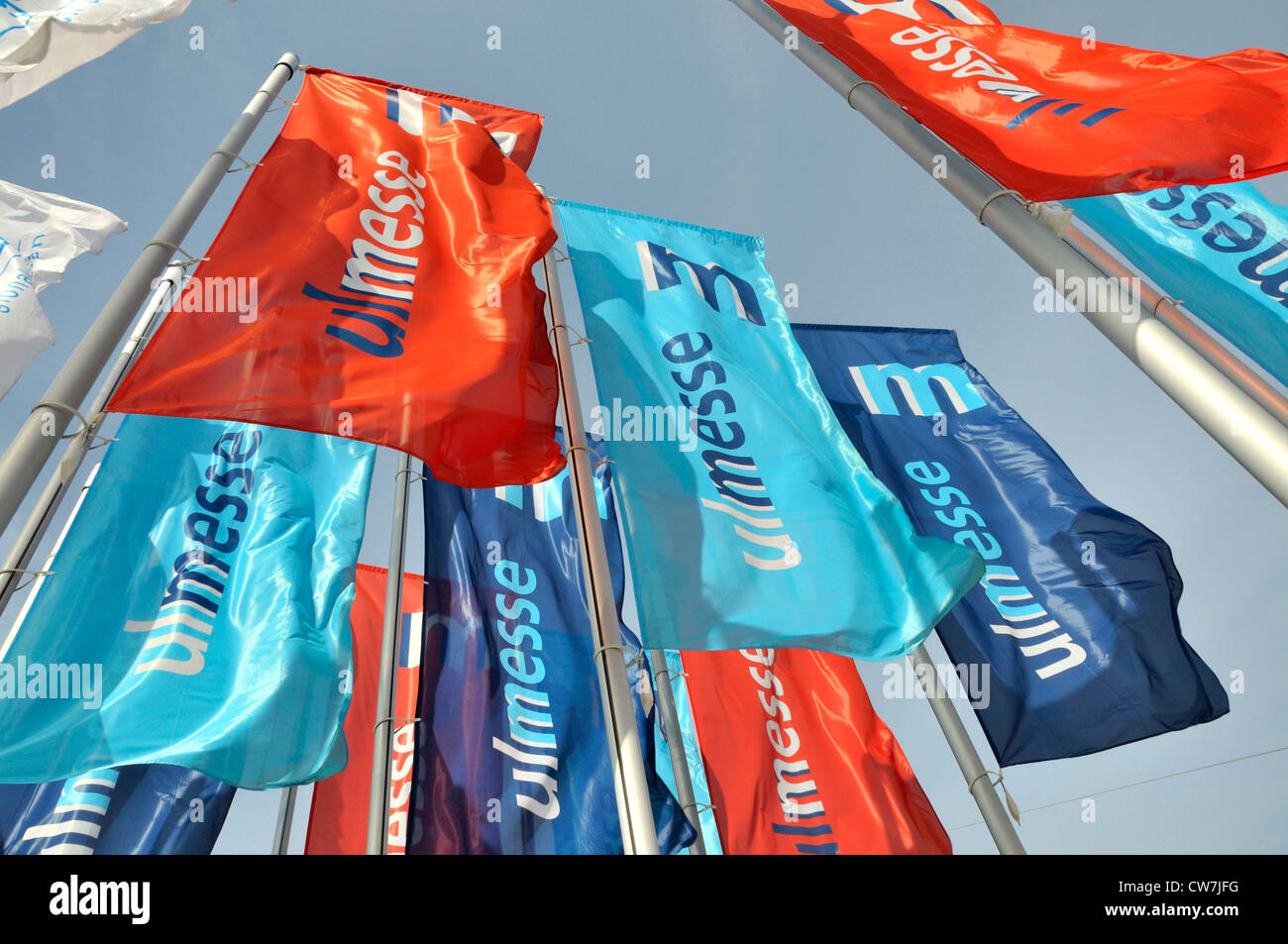 Flaggen auf Festplatz, Deutschland, Baden-Württemberg, Ulm Stockfoto