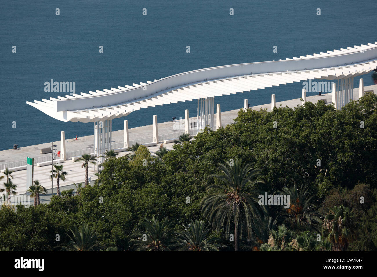 Blick auf die Promenade in Malaga, Andalusien Spanien Stockfoto