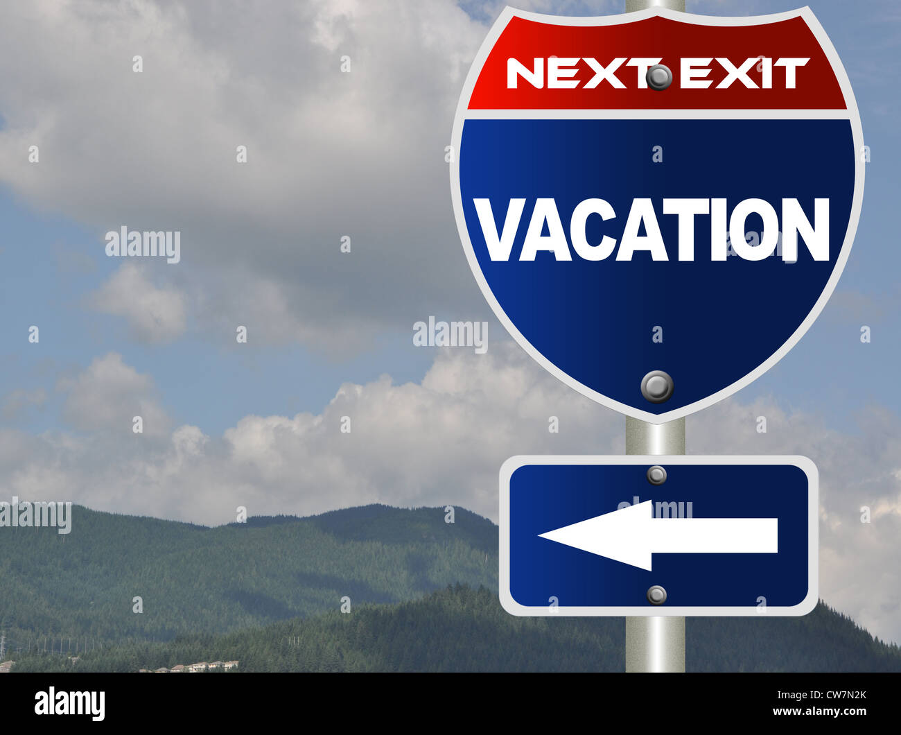 Urlaub-Straßenschild Stockfoto