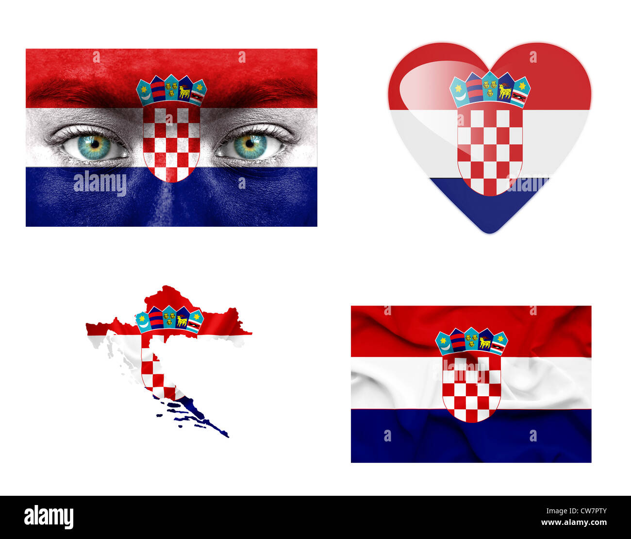 Satz von verschiedenen Flags, Kroatien Stockfoto