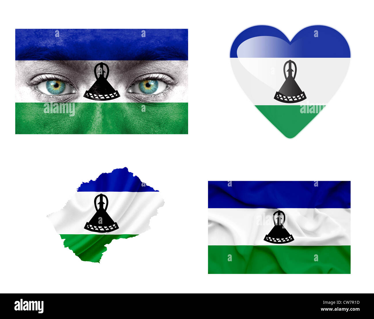 Satz von verschiedenen Lesotho flags Stockfoto