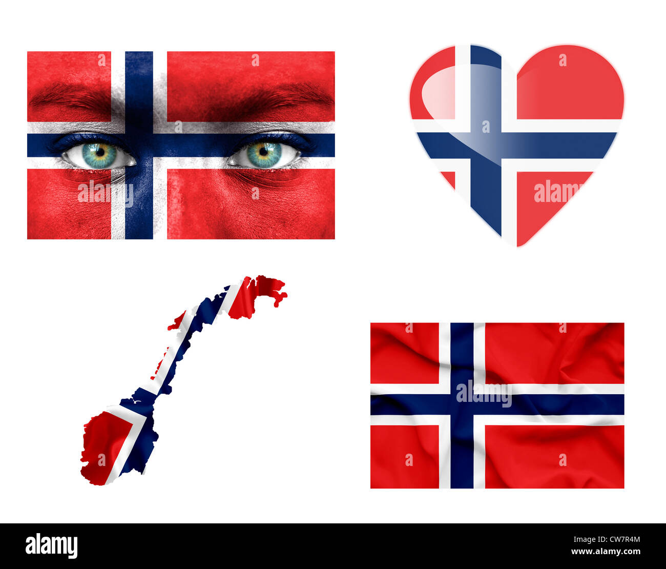 Satz von verschiedenen Flags, Norwegen Stockfoto