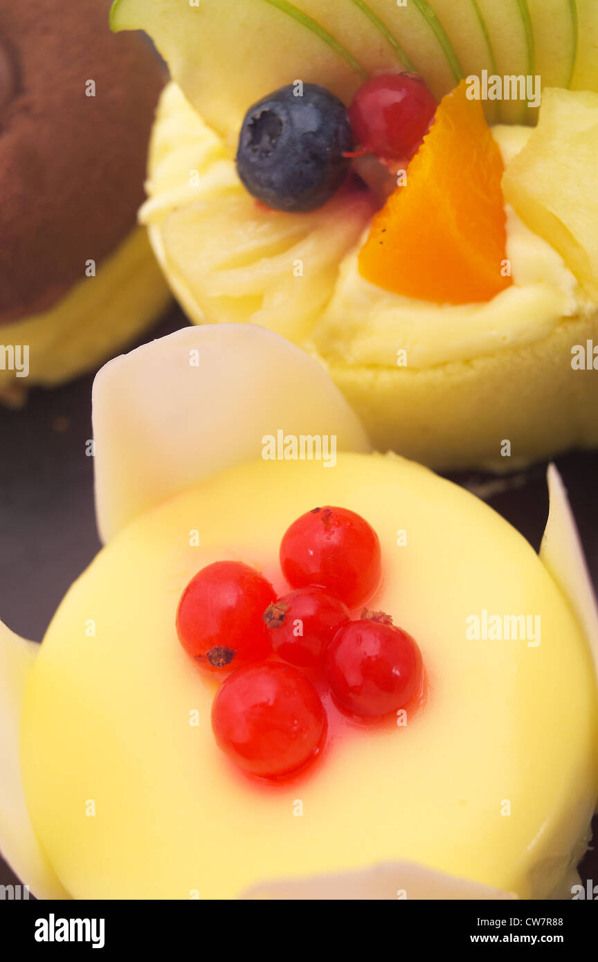 frische Johannisbeeren Beere Frucht Sahne-Torte Teig closeup Stockfoto