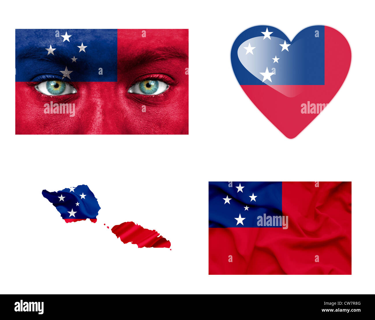 Satz von verschiedenen Samoa-flags Stockfoto