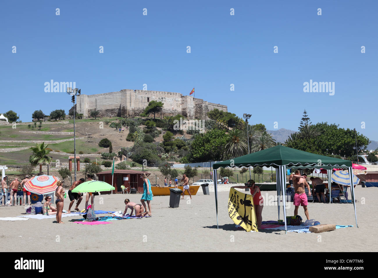 Strand in Fuengirola, Costa Del Sol, Andalusien Spanien Stockfoto