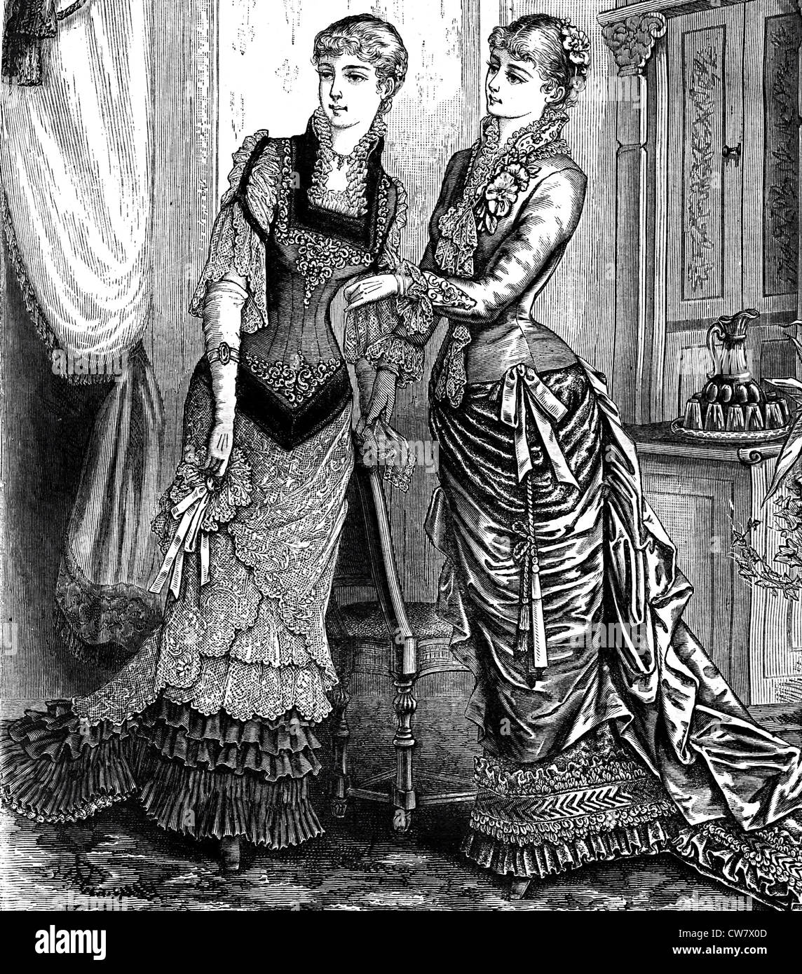 Frauenmode 1881 Stockfoto