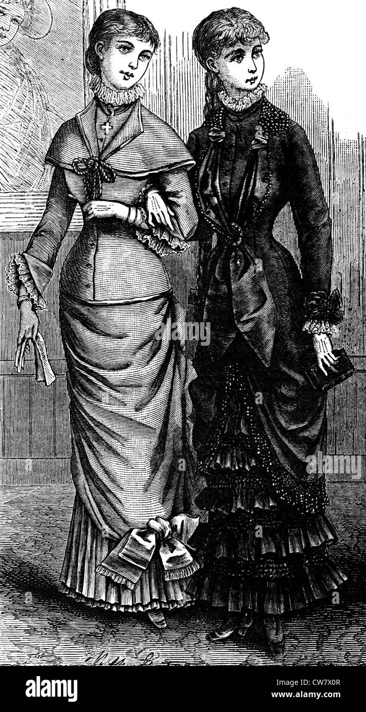 Frauenmode 1881 Stockfoto