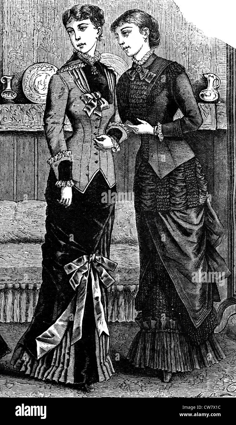 Frauenmode 1881 Stockfoto