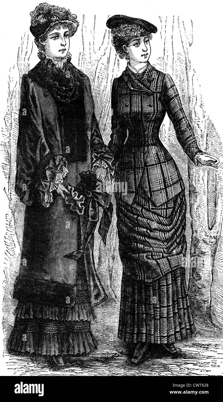 Damenmode in 1881 Stockfoto