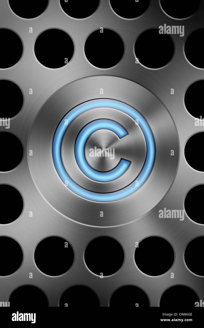 Copyright Symbol Taste auf einem silber gebürstet Aluminium mac style Hintergrund. Konzept Bild Stockfoto