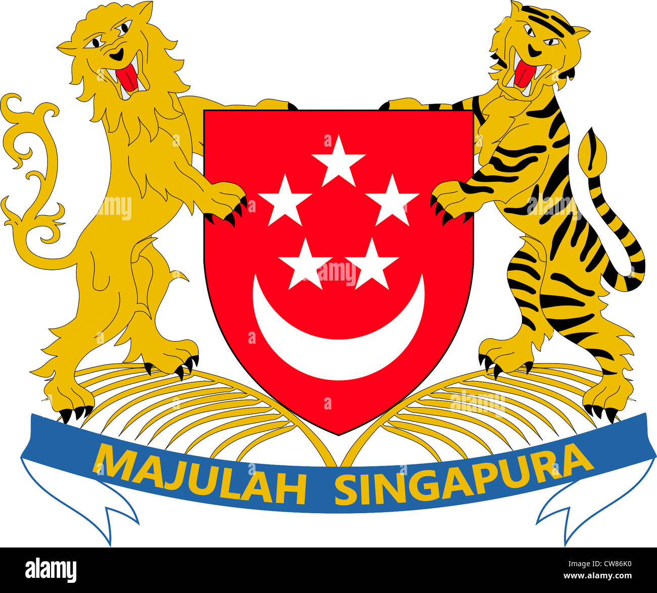 Wappen der Republik Singapur. Stockfoto